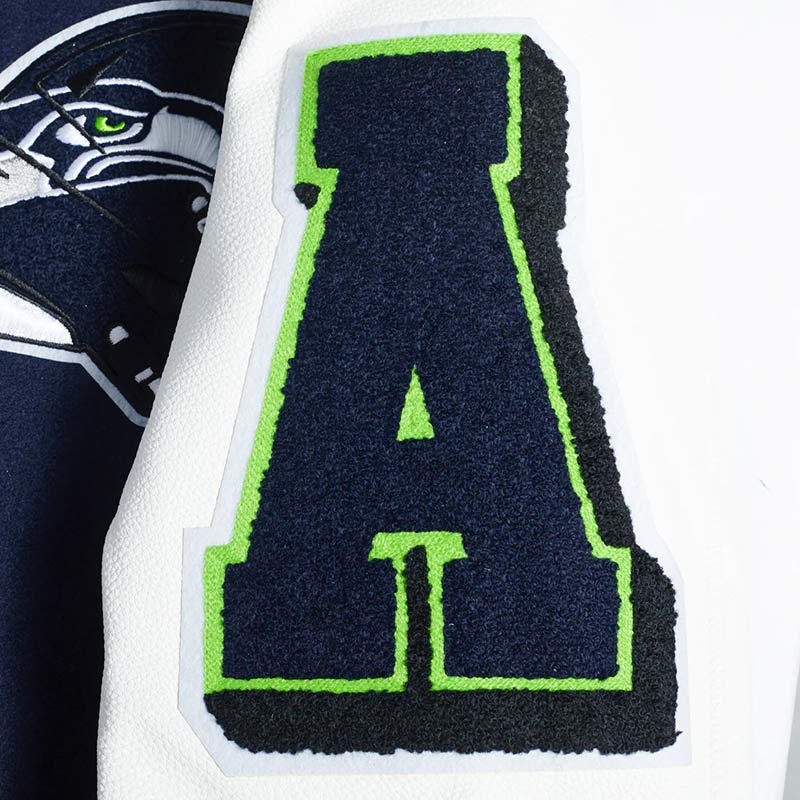 Seattle Seahawks Mashup Rib Varsity Wool/Leather Jacket - Image 5