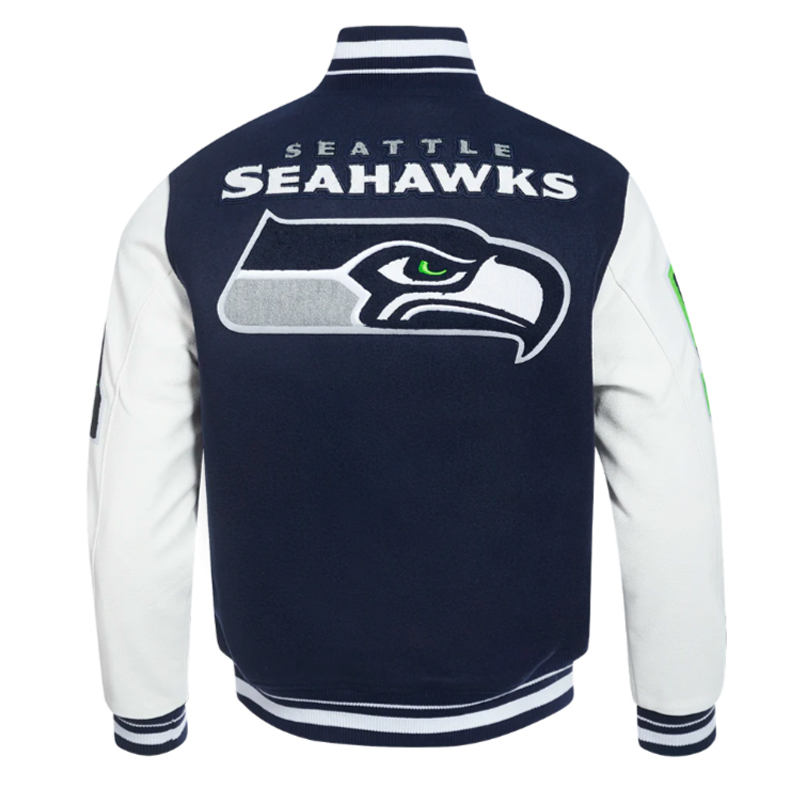 Seattle Seahawks Mashup Rib Varsity Wool/Leather Jacket - Image 2