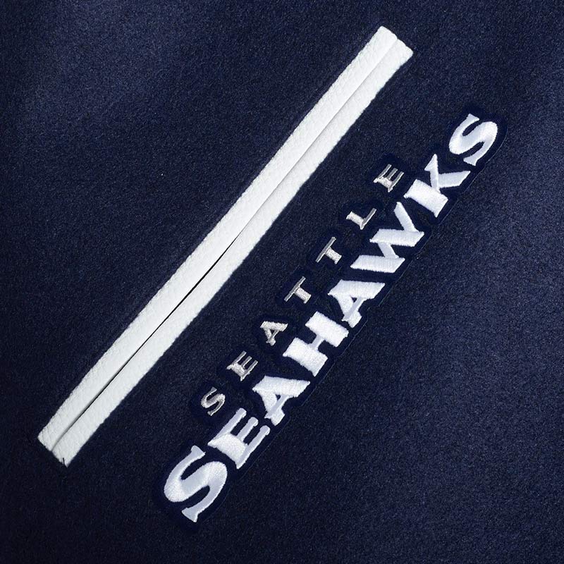 Seattle Seahawks Mashup Rib Varsity Wool/Leather Jacket - Image 8