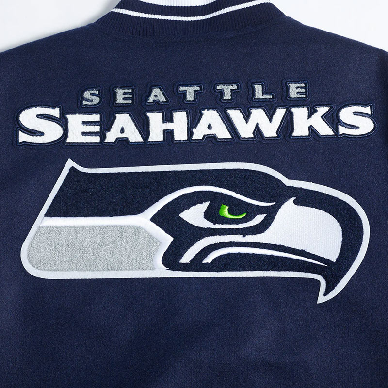 Seattle Seahawks Mashup Rib Varsity Wool/Leather Jacket - Image 9