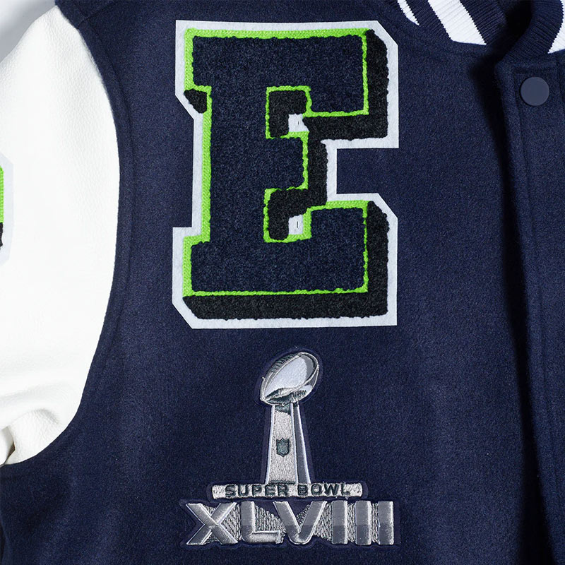 Seattle Seahawks Mashup Rib Varsity Wool/Leather Jacket - Image 10