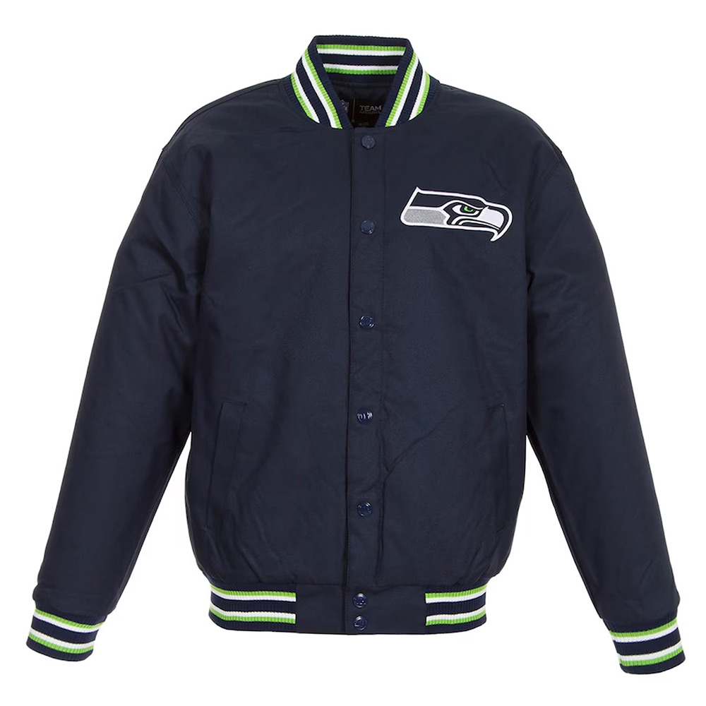 Seattle Seahawks Varsity Navy Blue Cotton Jacket