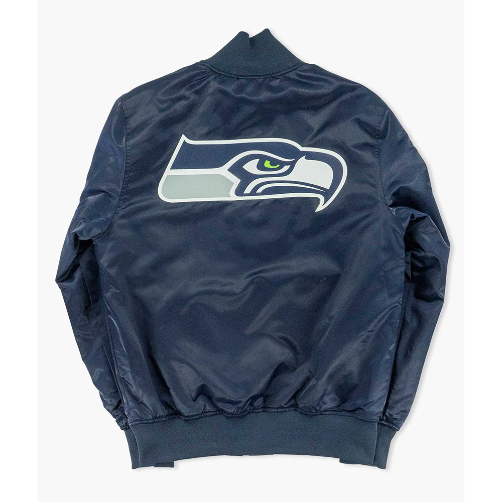 Seattle Seahawks Spirit Style Navy Satin Jacket - Image 2