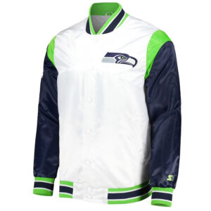 Seattle Seahawks Throwback Warm Up Pitch Varsity Satin Jacket