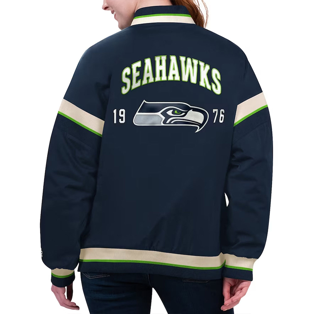 Seattle Seahawks Tournament Navy Varsity Jacket - Image 2