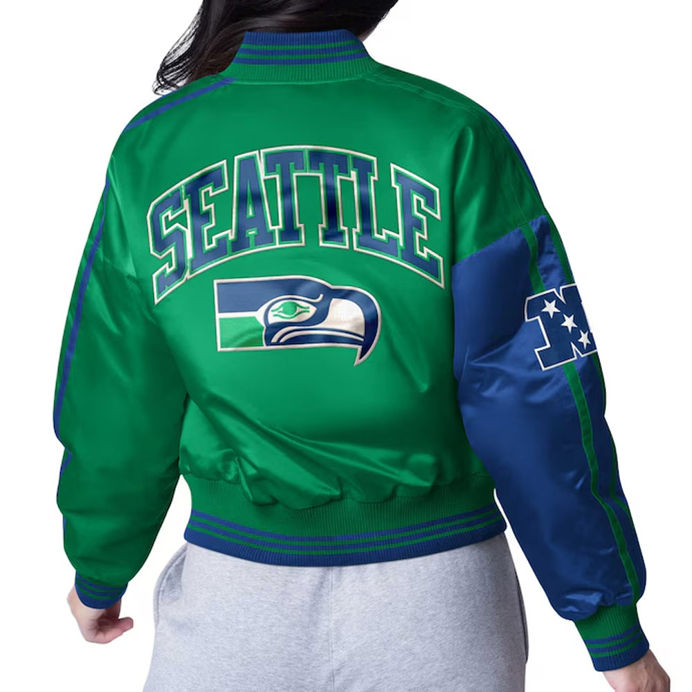 Seattle Seahawks Zone Blitz Navy/Neon Green Jacket - Image 2