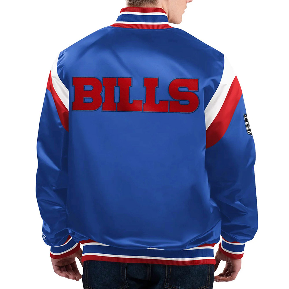 Shutout Throwback Buffalo Bills Blue Satin Jacket - Image 4