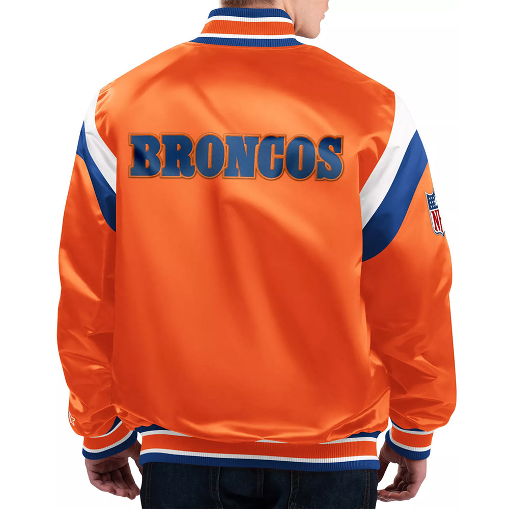 Shutout Throwback Denver Broncos Orange Satin Jacket - Image 2
