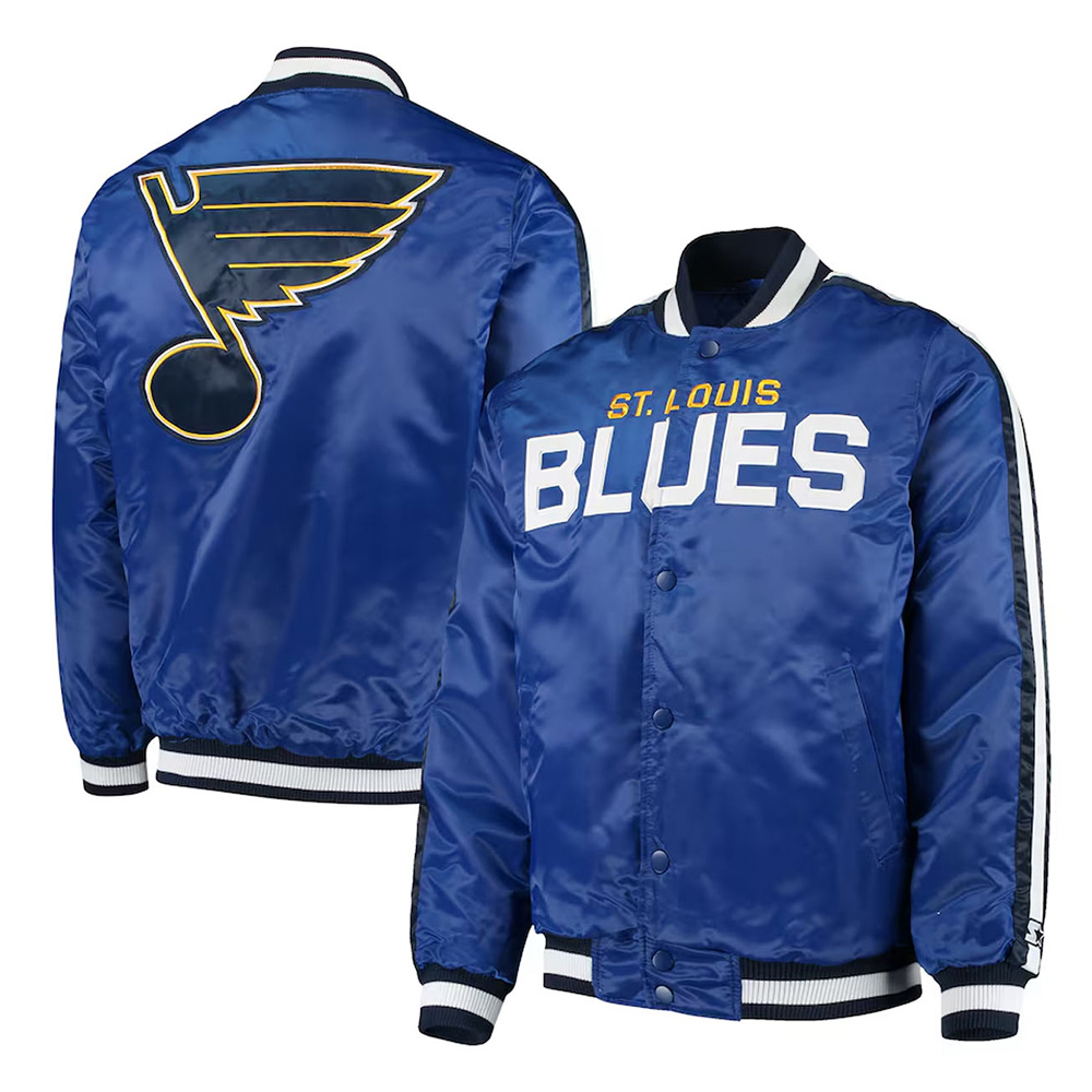 St. Louis Blues O-Line Blue Varsity Satin Jacket - Image 3