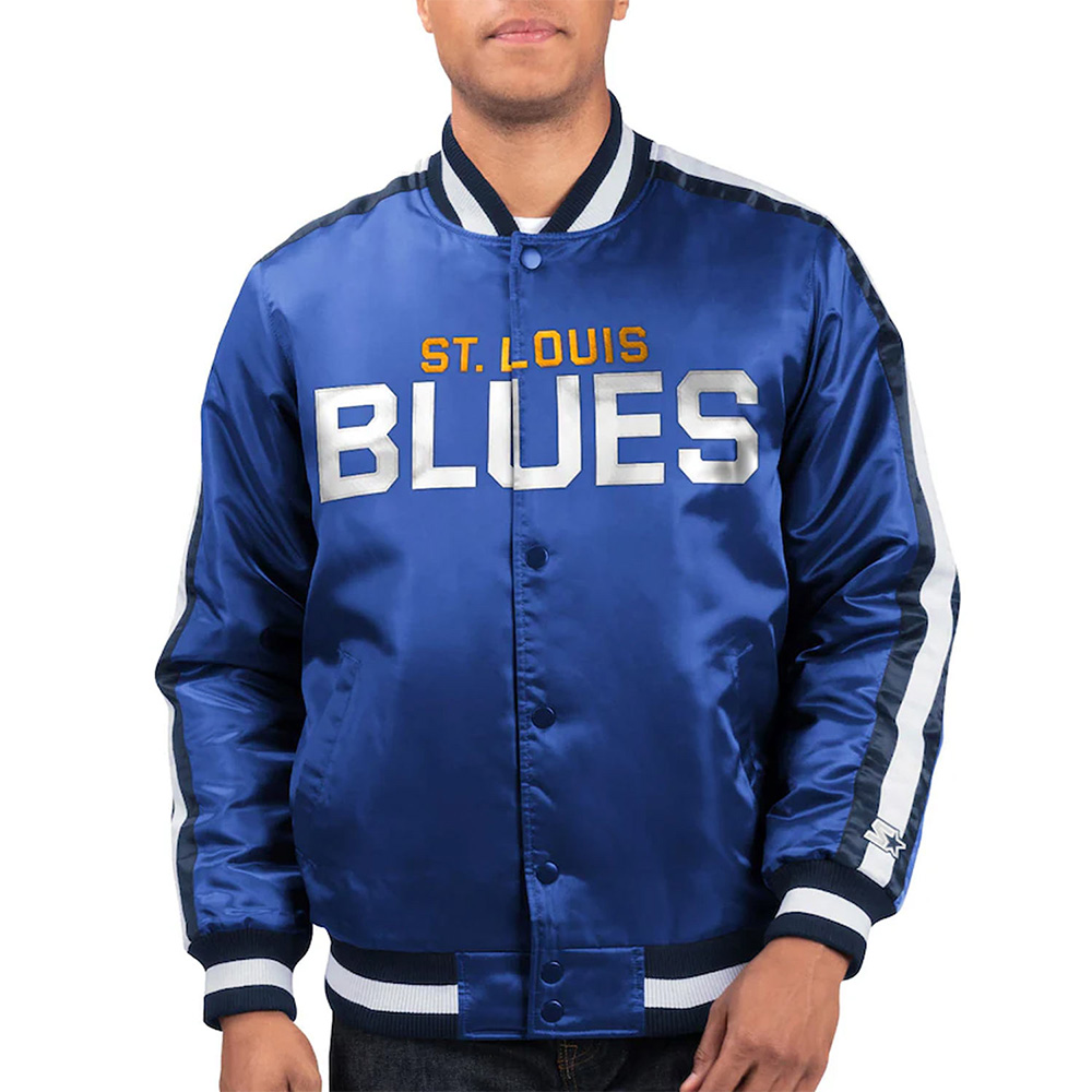 St. Louis Blues O-Line Blue Varsity Satin Jacket - Image 4