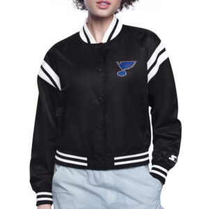 St. Louis Blues Printed Logo Varsity Satin Jacket
