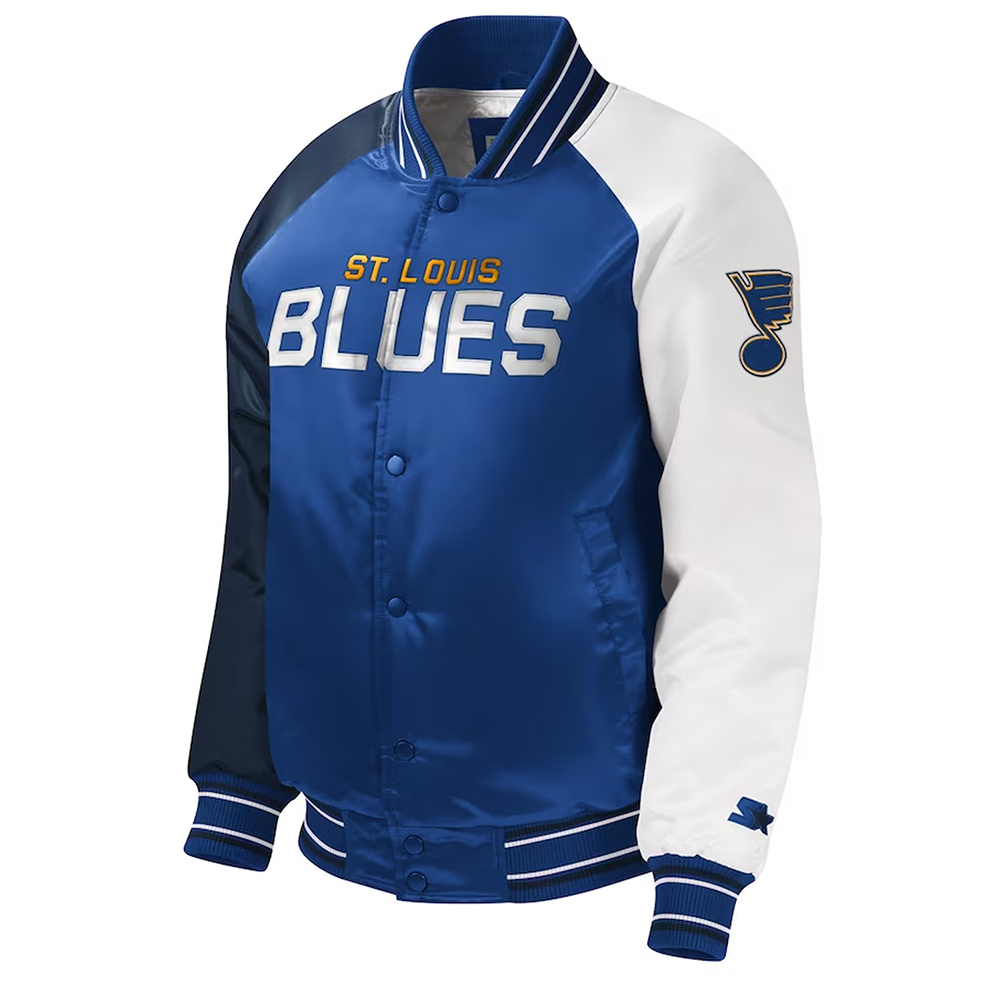 St. Louis Blues Youth Varsity Blue Satin Jacket