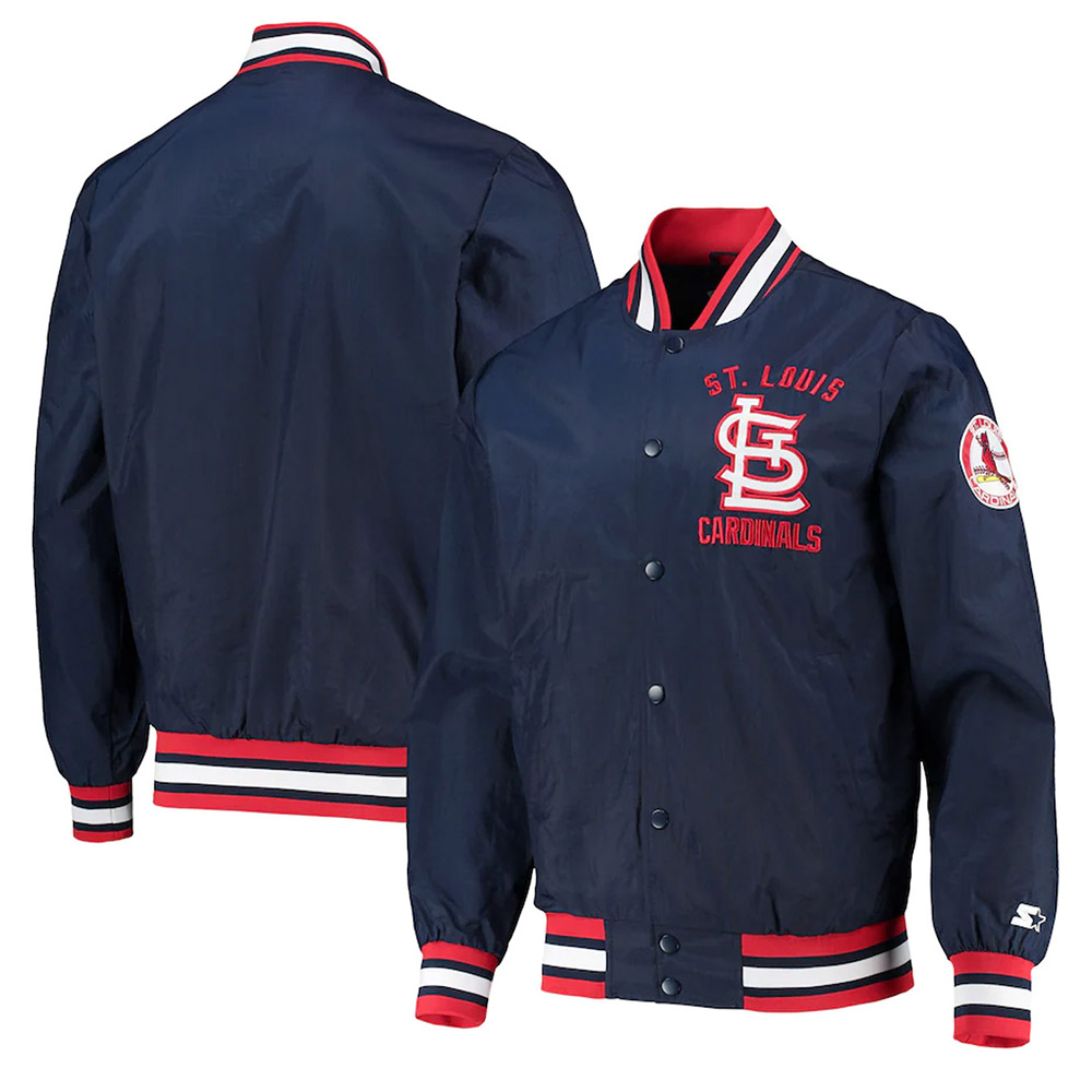 The Jet III St. Louis Cardinals Navy Blue Satin Jacket - Image 3