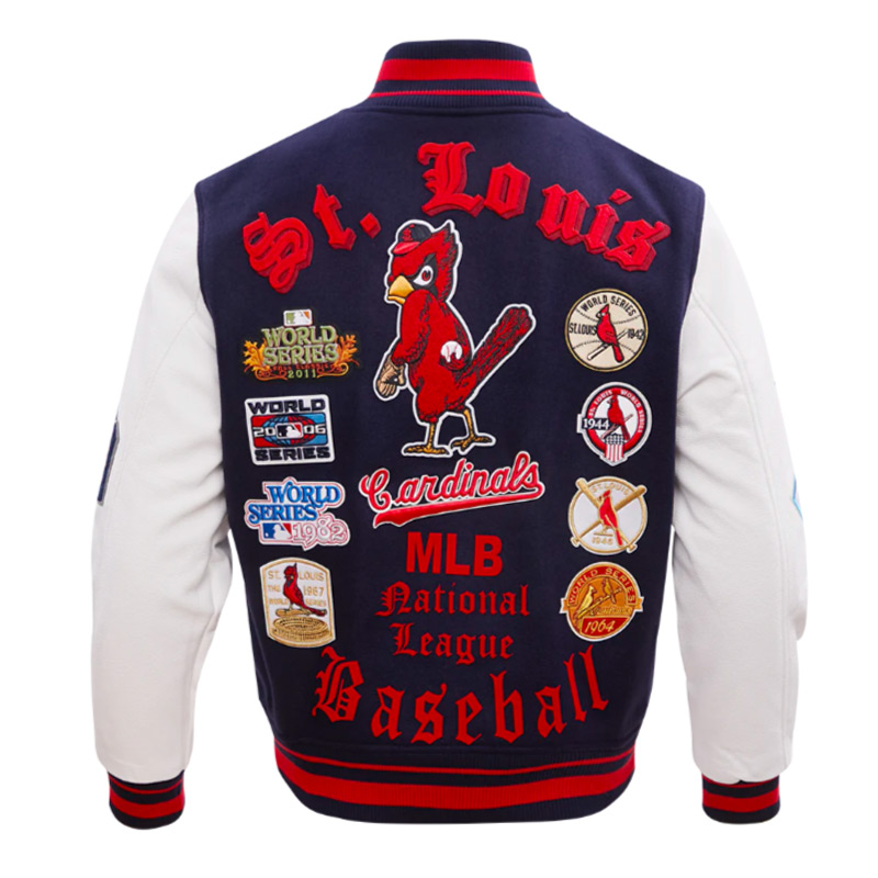 St. Louis Cardinals Old English Navy and White Varsity Jacket - Image 2
