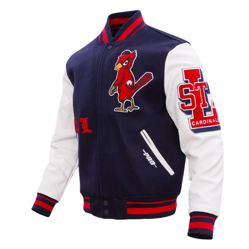 St. Louis Cardinals Old English Navy and White Varsity Jacket - Image 3
