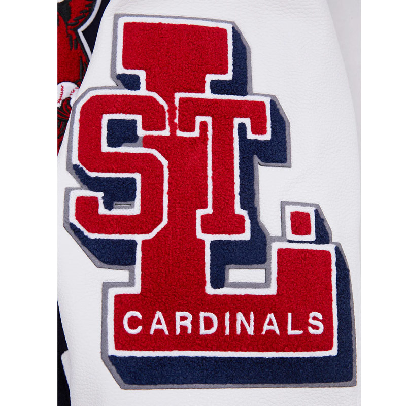 St. Louis Cardinals Old English Navy and White Varsity Jacket - Image 5