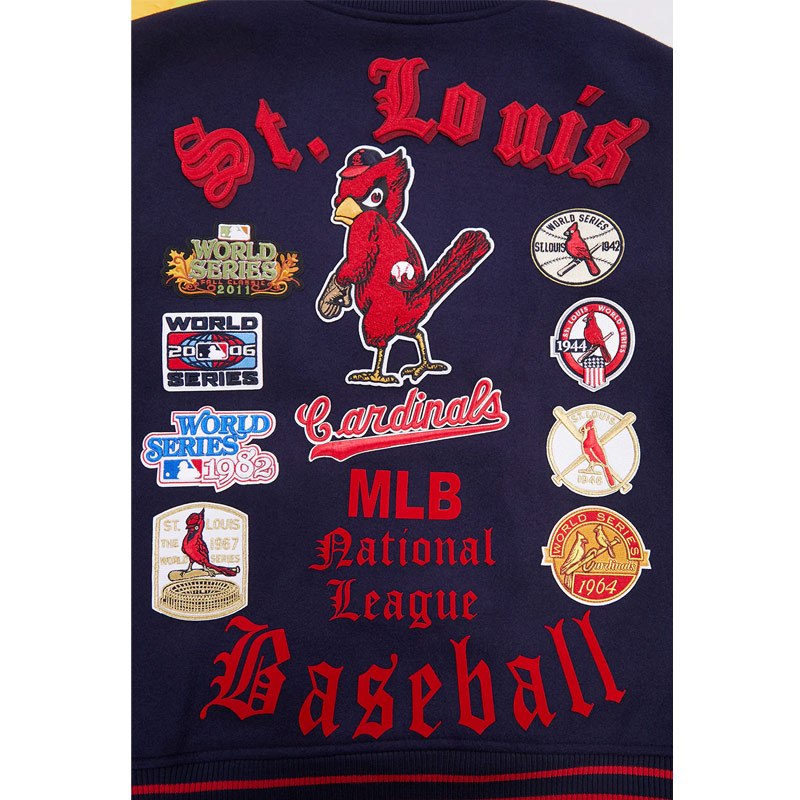 St. Louis Cardinals Old English Navy and White Varsity Jacket - Image 9