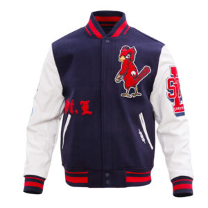 St. Louis Cardinals Old English Navy and White Varsity Jacket