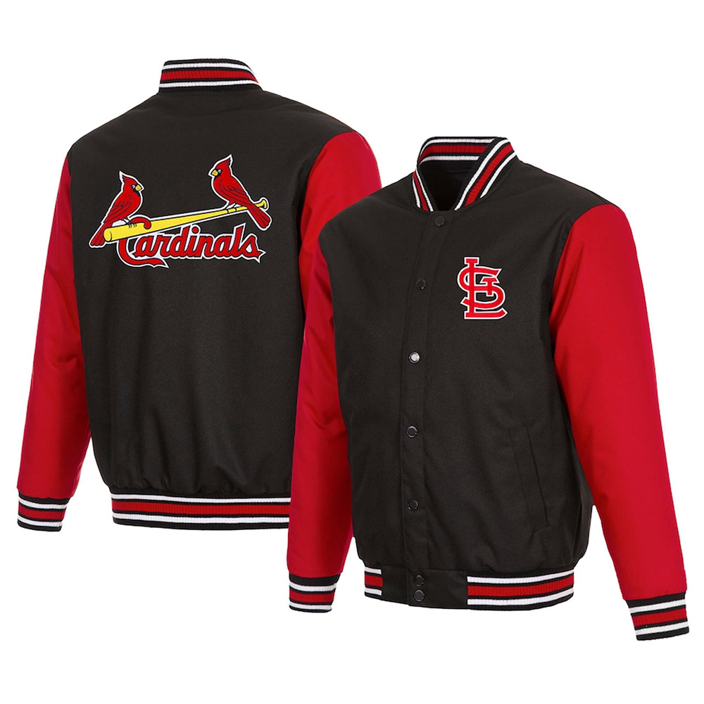 St. Louis Cardinals Black and Red Poly-Twill Jacket - Image 3