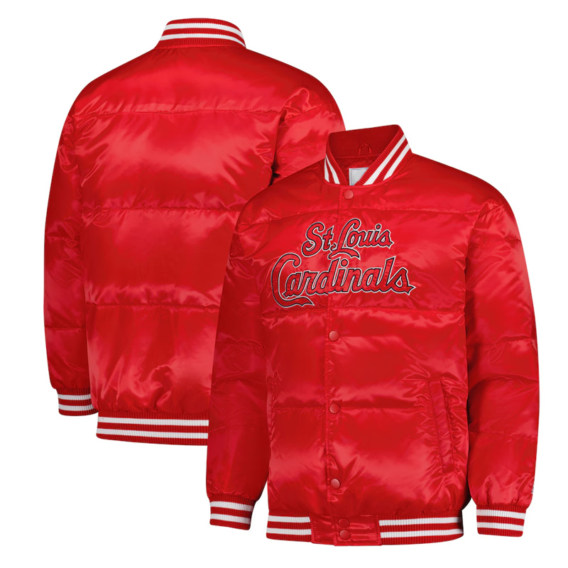 St. Louis Cardinals Puffer Red Satin Jacket - Image 3