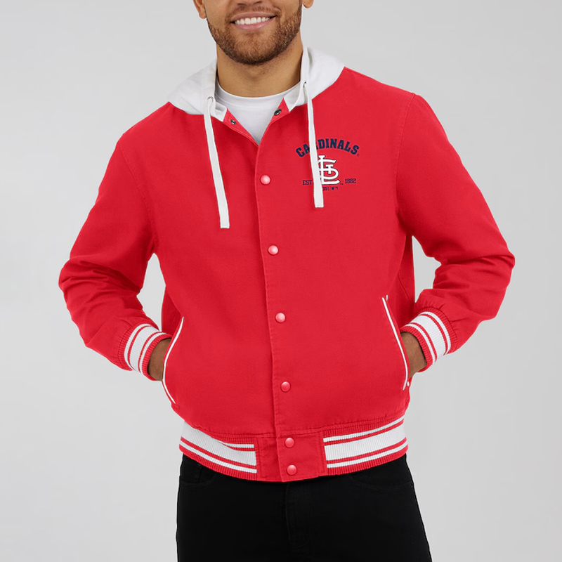 St. Louis Cardinals Red Cotton Hooded Jacket - Image 4
