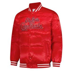 St. Louis Cardinals Puffer Red Satin Jacket