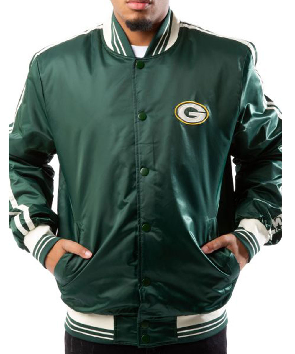 Starter Bay Packers Green Satin Jacket