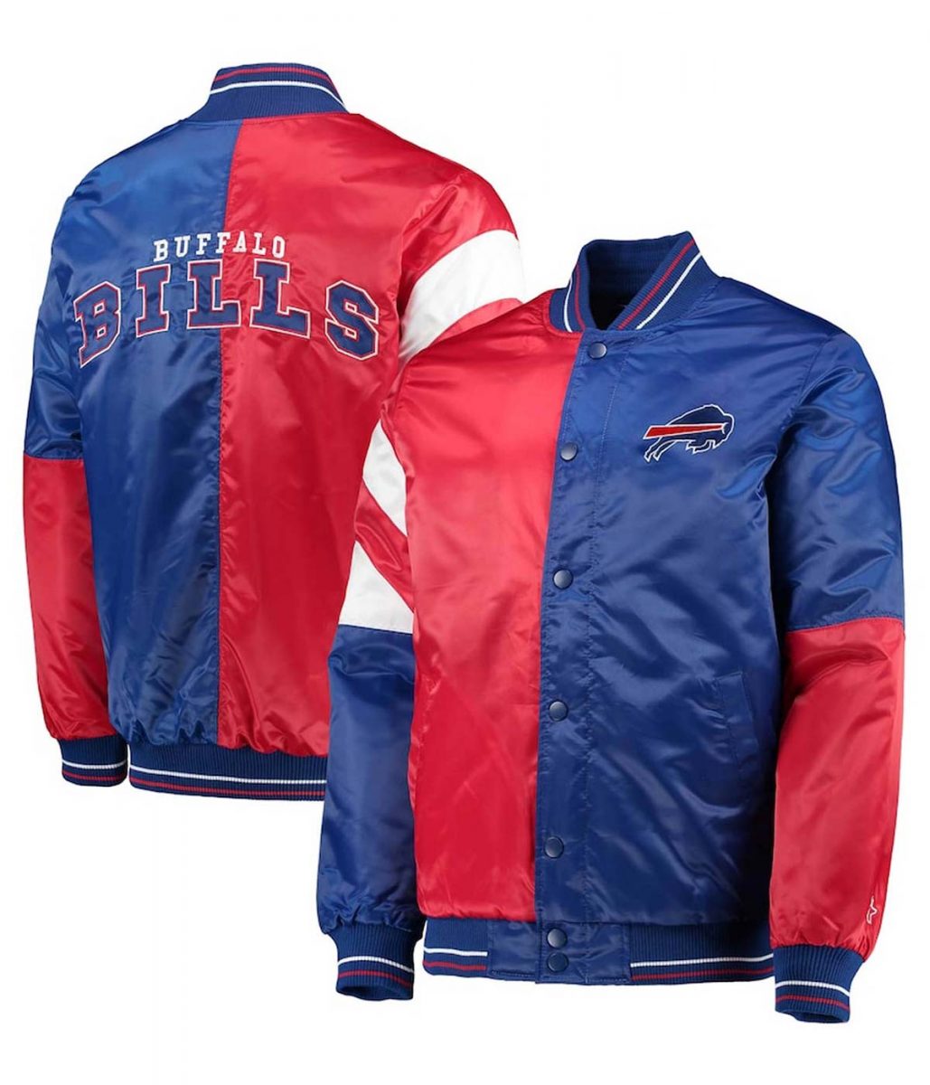 Buffalo Bills Leader Full-Snap Blue and Red Satin Jacket - Image 3