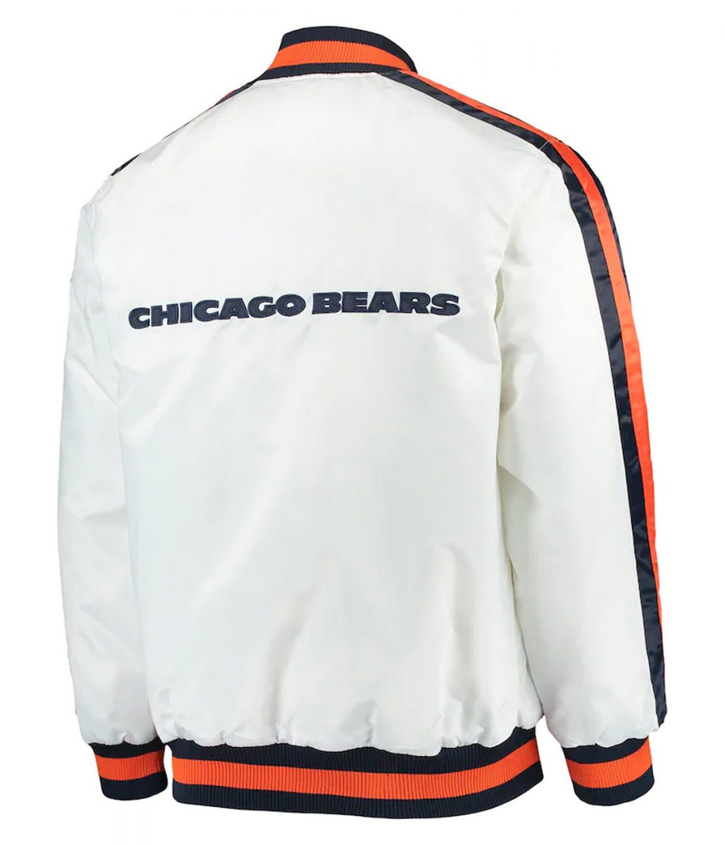 Chicago Bears Throwback D-Line White Full-Snap Satin Jacket - Image 2