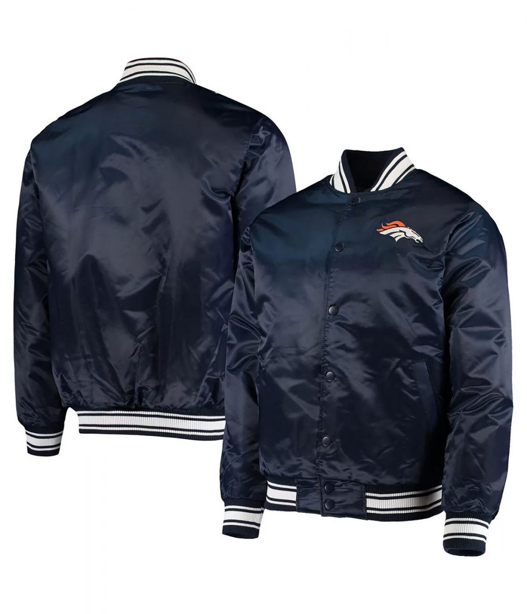 Denver Broncos Locker Room Navy Blue Full-Snap Satin Jacket - Image 3