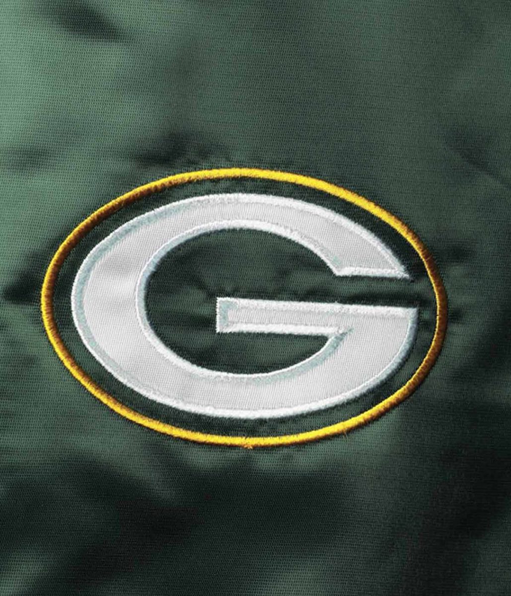Green Bay Packers Leader Satin Full-Snap Green/Yellow Jacket - Image 4
