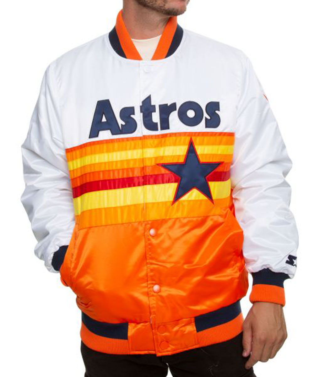 Houston Astros White and Orange Satin Jacket - Image 3