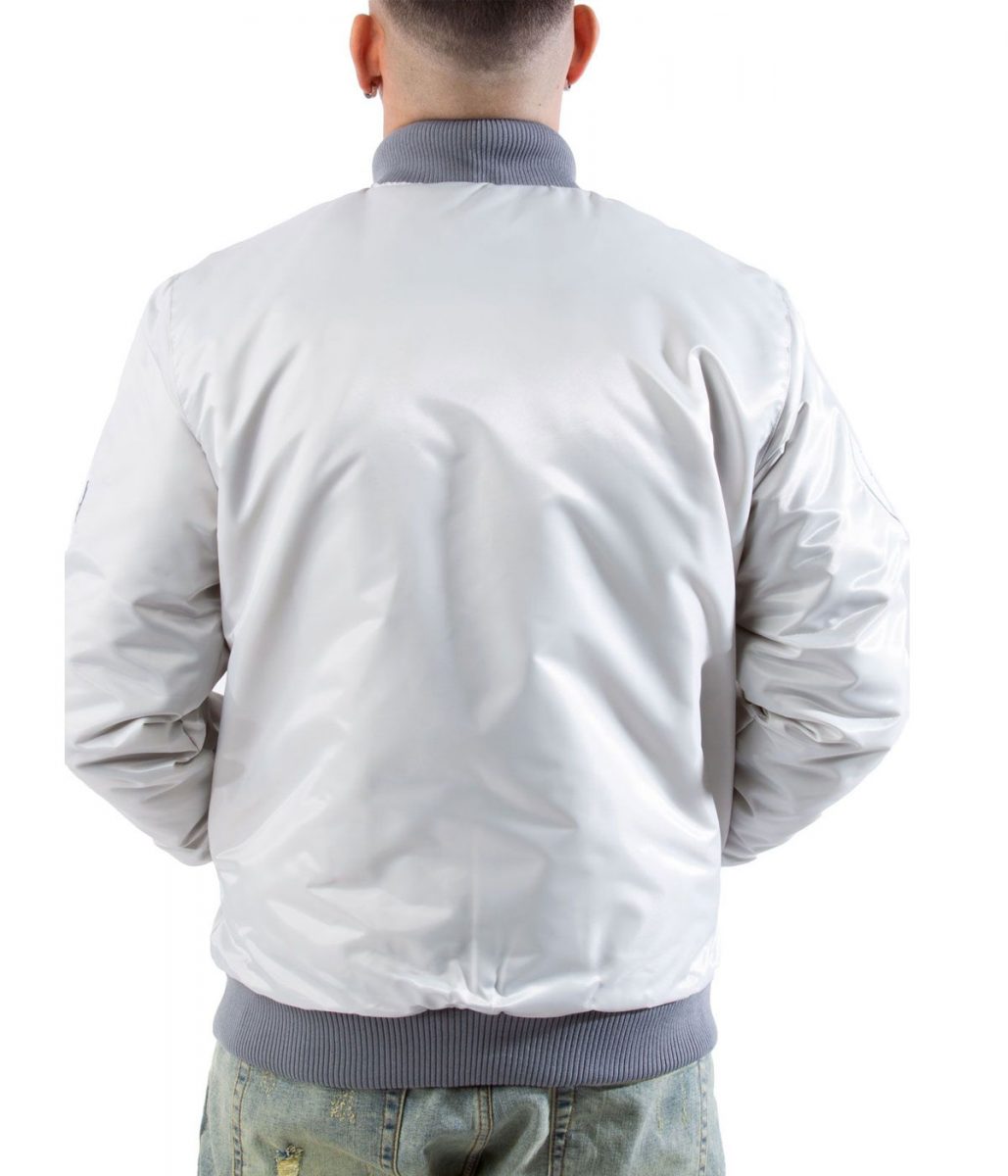 Bomber LA Dodgers Silver Satin Jacket - Image 2