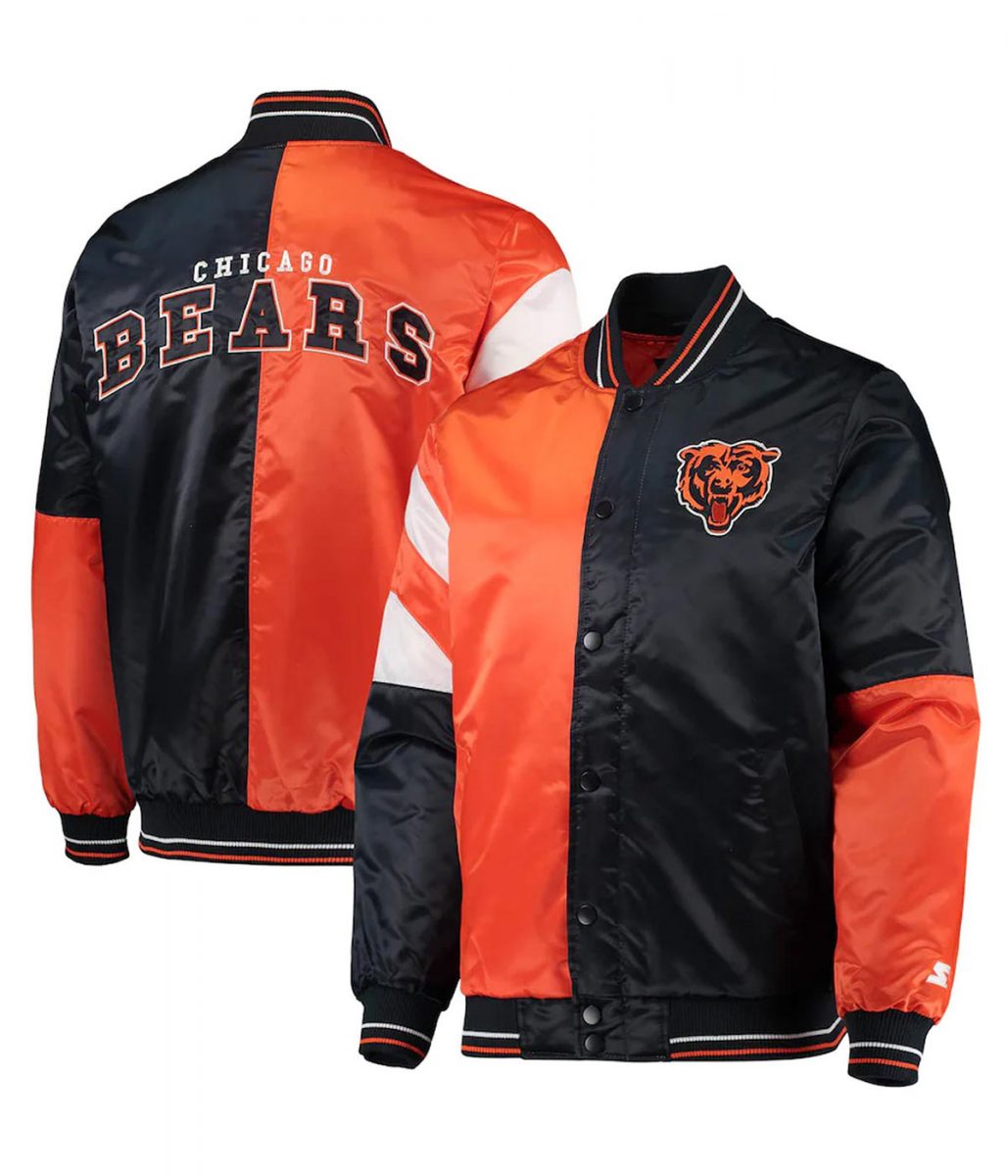 Chicago Bears Leader Navy/Orange Full-Snap Satin Jacket - Image 3
