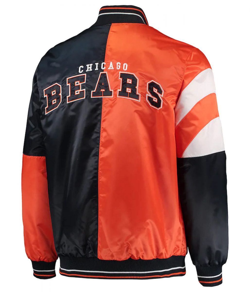 Chicago Bears Leader Navy/Orange Full-Snap Satin Jacket - Image 2