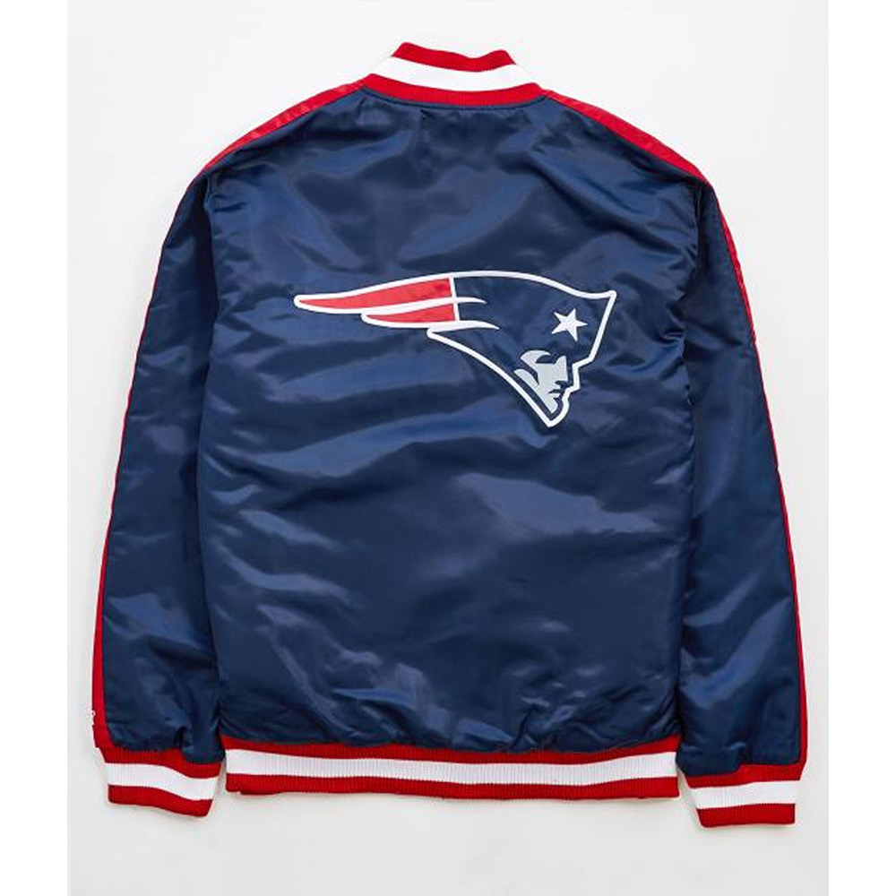 New England Patriots Satin Striped Navy Blue Jacket - Image 2
