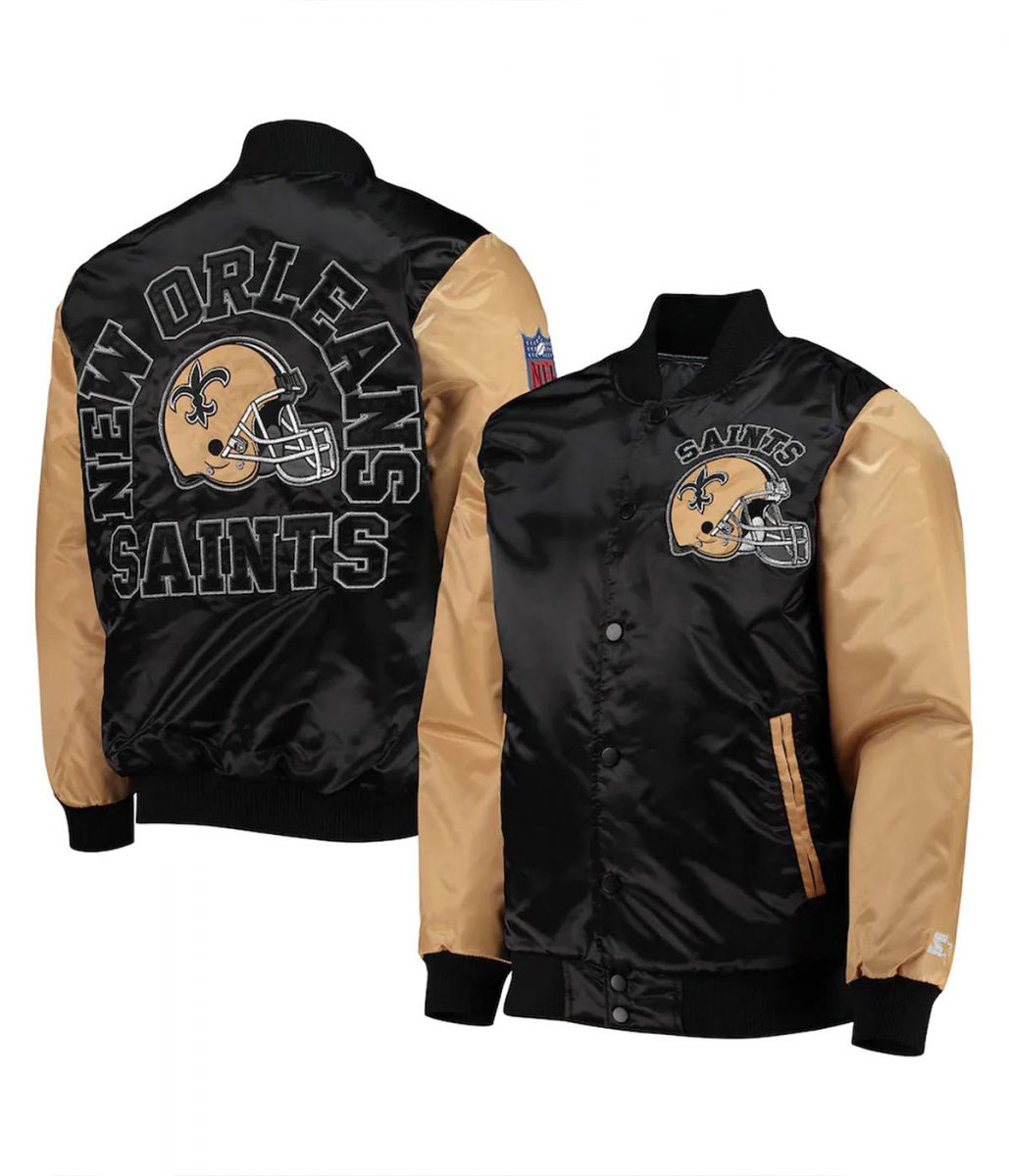 New Orleans Saints Locker Room Throwback Black and Gold Jacket - Image 3