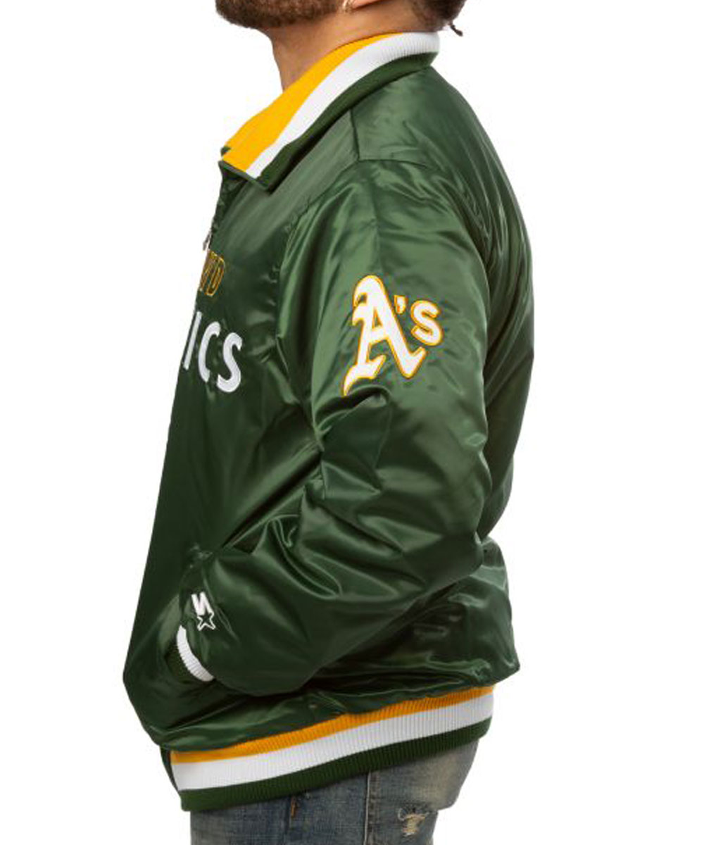 Starter Athletics Oakland Varsity Green Satin Jacket - Image 4