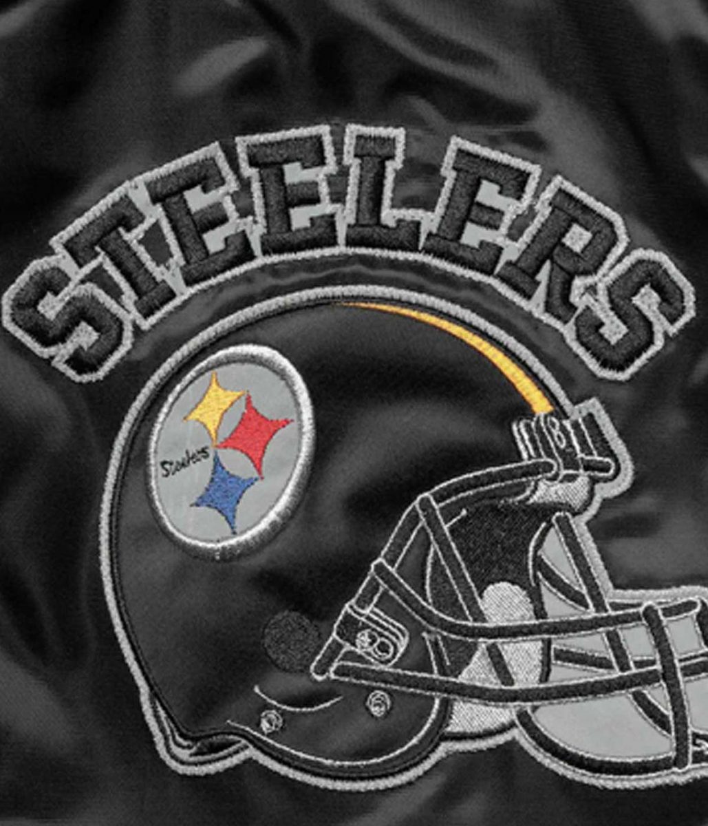 Locker Room Pittsburgh Steelers Throwback Satin Black and Yellow Jacket - Image 4