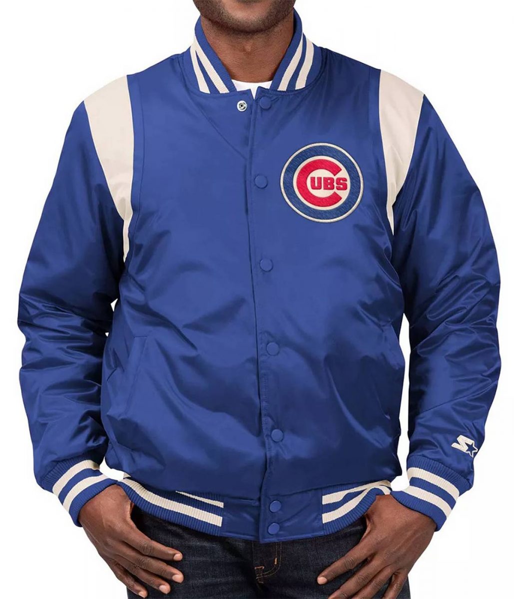 Chicago Cubs Full-Snap Royal /Cream Satin Jacket - Image 4