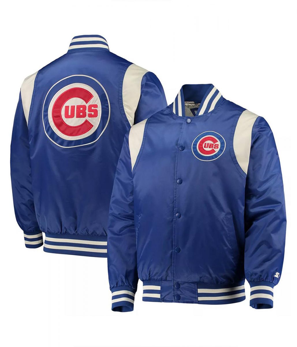 Chicago Cubs Full-Snap Royal /Cream Satin Jacket - Image 3