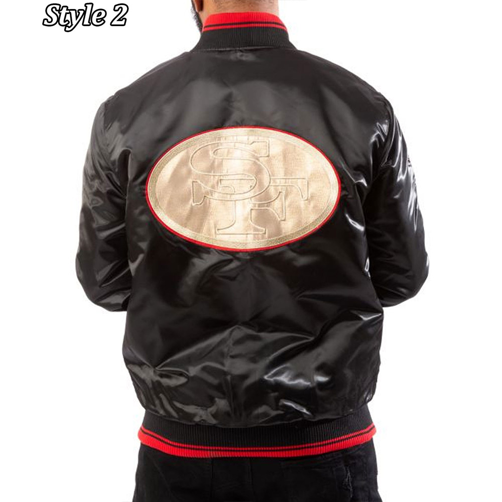 San Francisco 49ers Starter Satin Black Jacket - Image 7