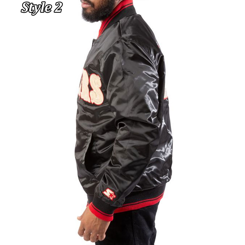 San Francisco 49ers Starter Satin Black Jacket - Image 8