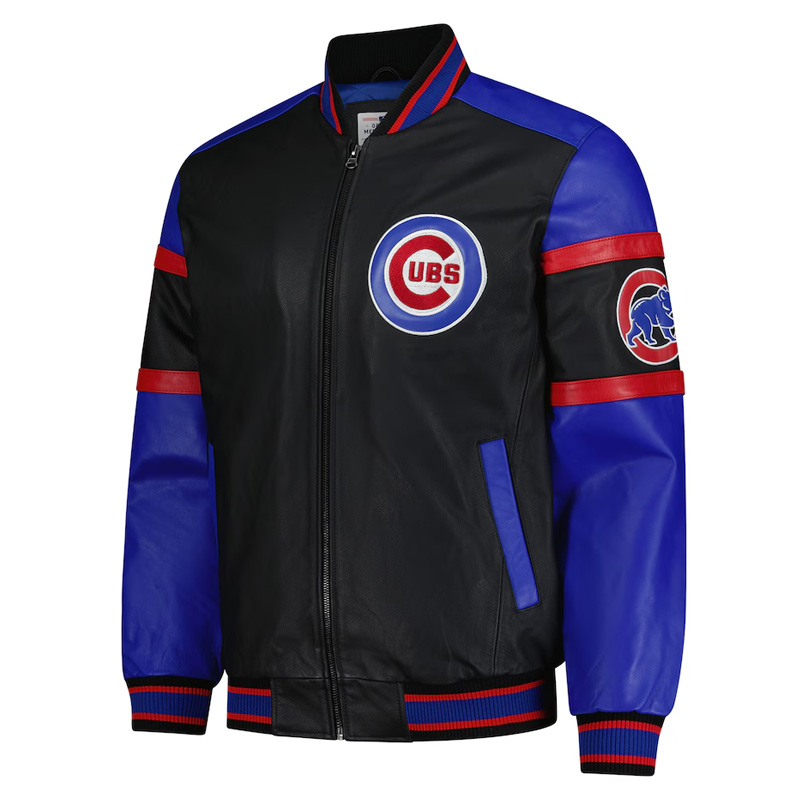 Chicago Cubs Black and Blue Varsity Leather Jacket