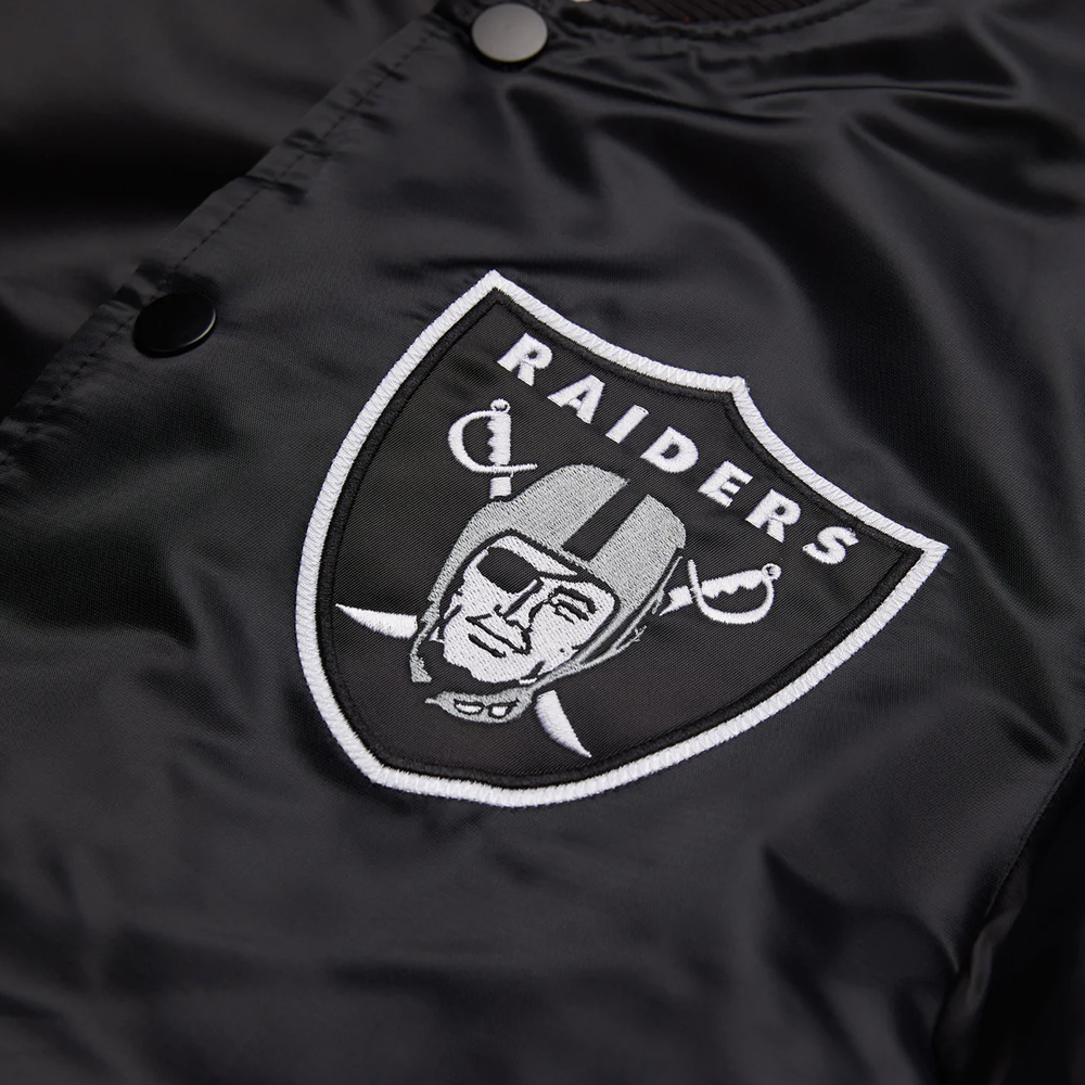 Striped Las Vegas Raiders Black Satin Jacket - Image 5