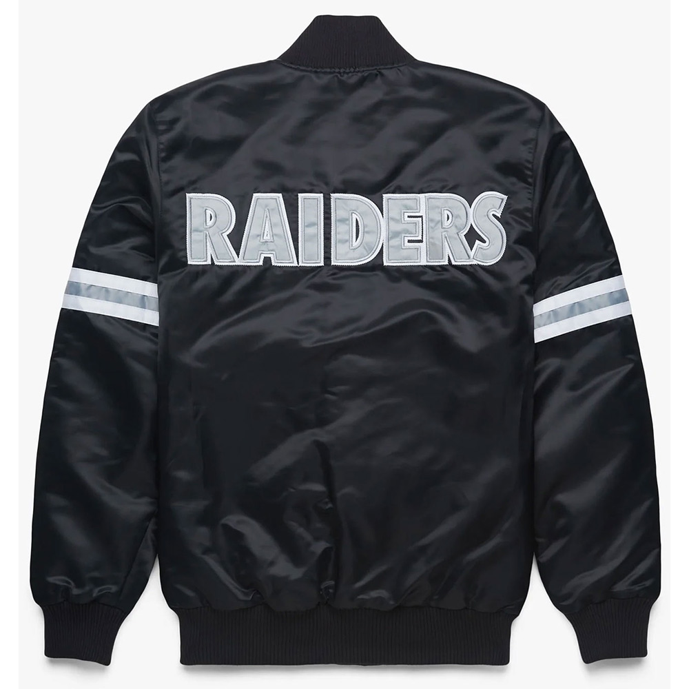 Striped Las Vegas Raiders Black Satin Jacket - Image 2