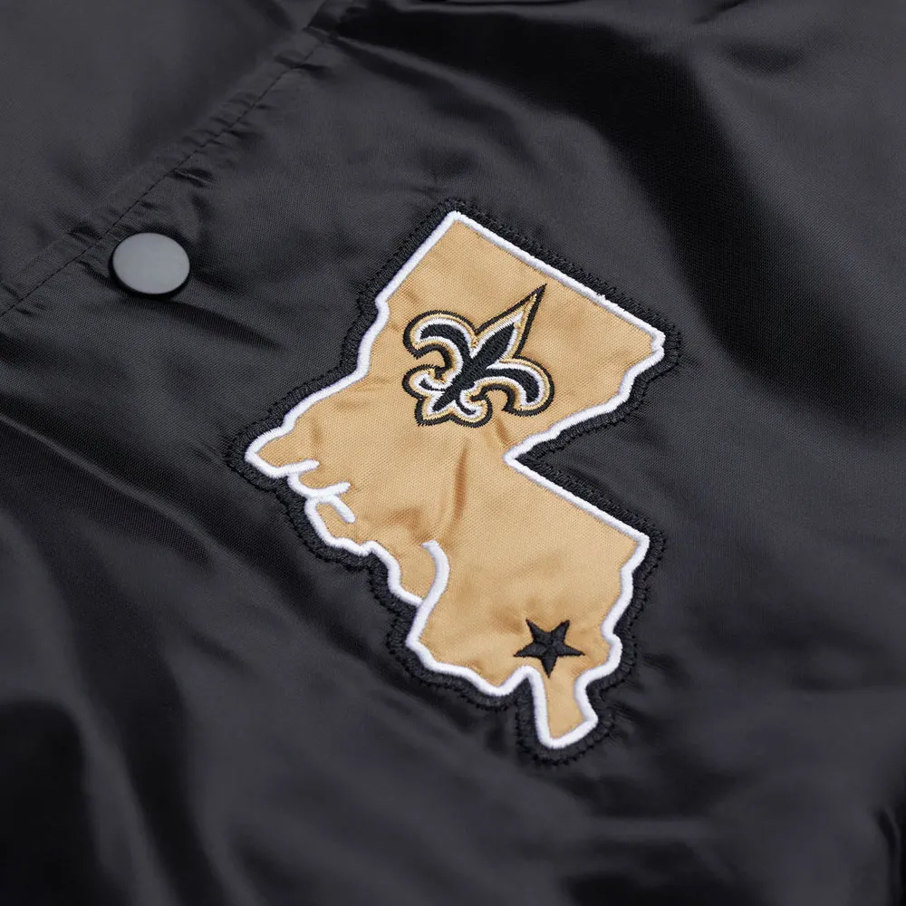 Striped New Orleans Saints Black Satin Jacket - Image 3