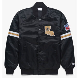 Striped New Orleans Saints Black Satin Jacket