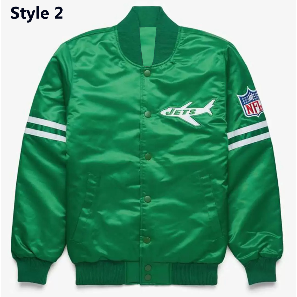 Striped New York Jets Green Satin Jacket - Image 2