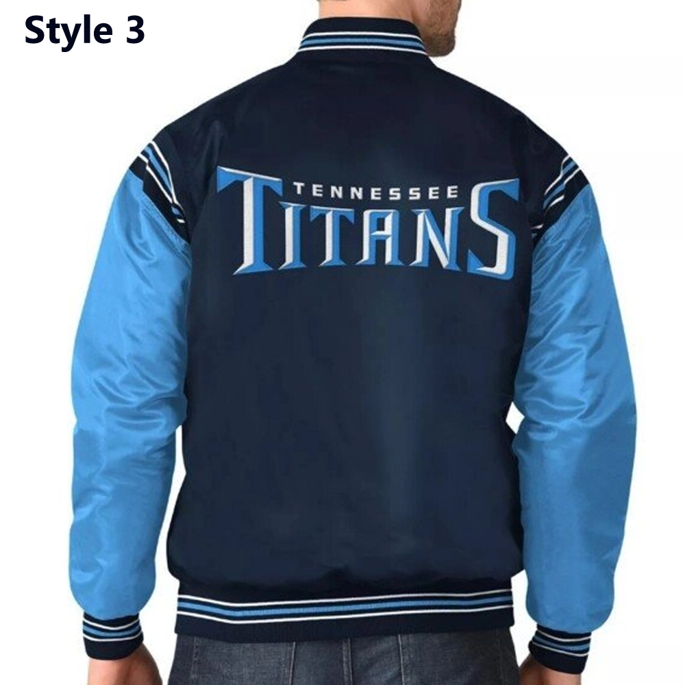 Striped Tennessee Titans Navy Blue Satin Jacket - Image 8
